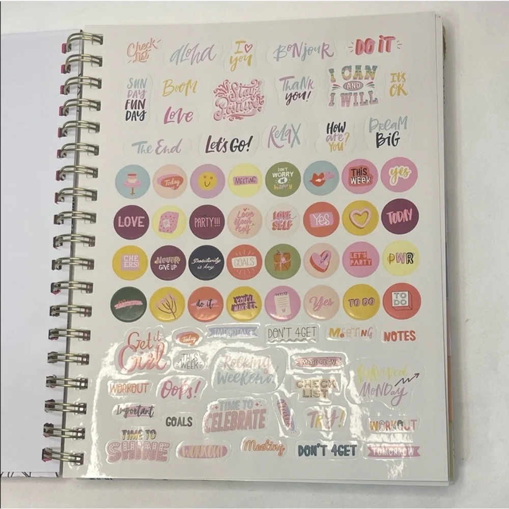 Betsey Johnson White Floral Planner with Hot Pink Spine and Gold Accent
